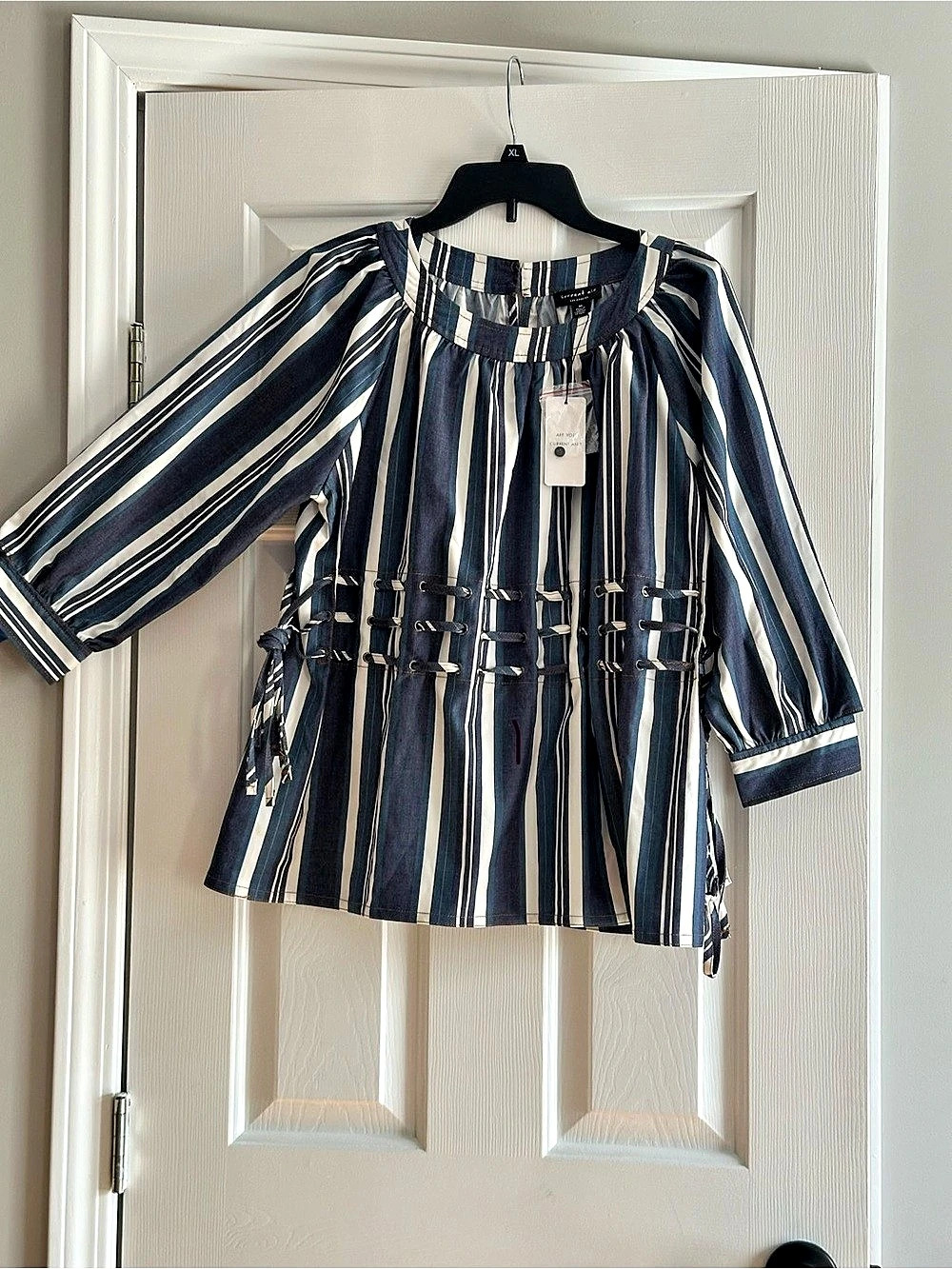 Current Air Striped Blouse in Blue & White